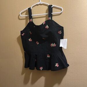 Habitual Black Floral Peplum Top
